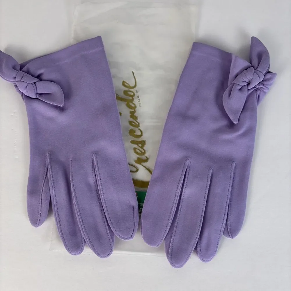 VTG Crescendoe Purple Gloves Wrist Knot Size B 7 7 1/2